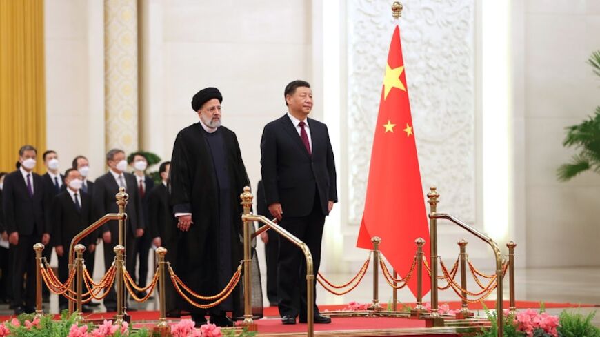 Iran's President Ebrahim Raisi welcomed by his Chinese counterpart Xi Jinping in Beijing, China on Feb. 14, 2023.
