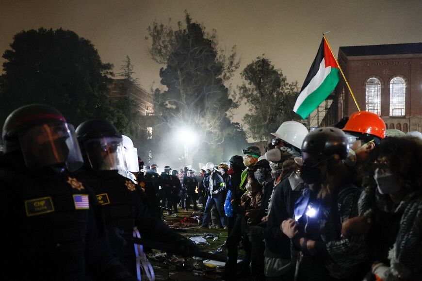 Police face-off with pro-Palestinian students at the University of California, Los Angeles (UCLA) 