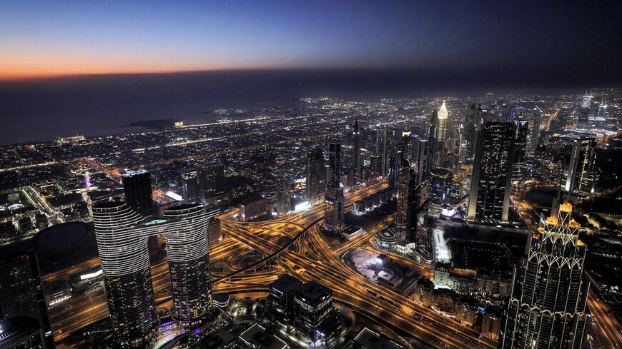 This picture taken on May 9, 2021 shows a view of the Dubai city skyline as seen from the Burj Khalifa, currently the world's tallest building at 828 metres. (Photo by Giuseppe CACACE / AFP) (Photo by GIUSEPPE CACACE/AFP via Getty Images)