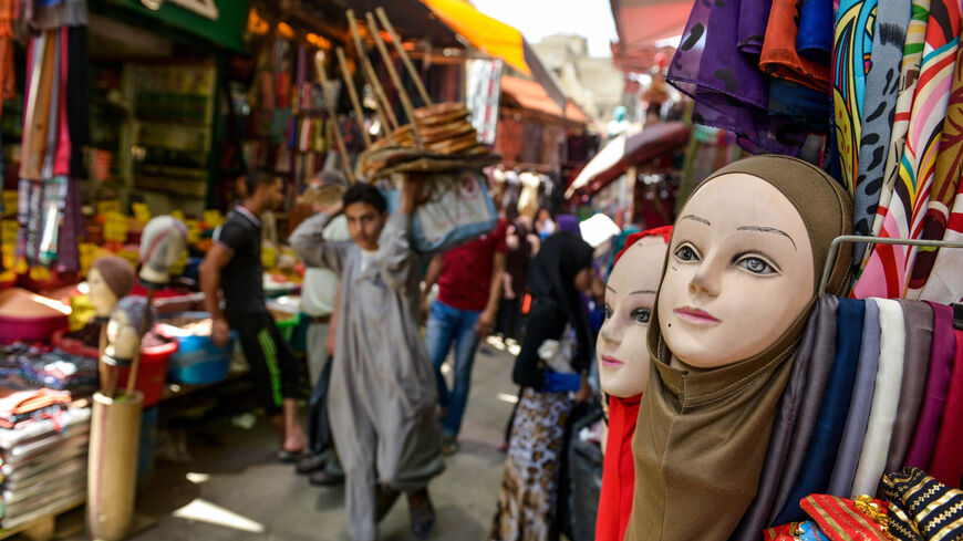 A general view shows headscarves for sale at Khan al-Khalili market, Cairo, Egypt, May 20, 2016.