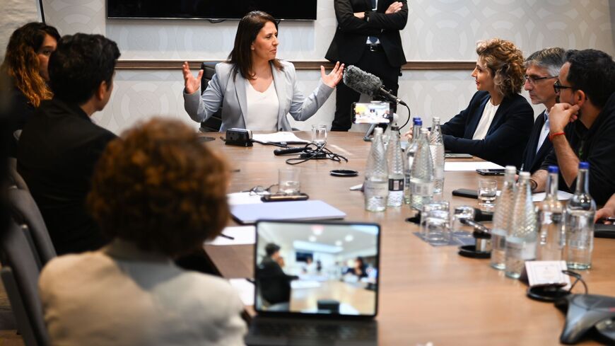 Israel Intelligence Minister Gila Gamliel meets with Iranian journalists and activists in exile, London, UK, Sept. 6, 2023.  