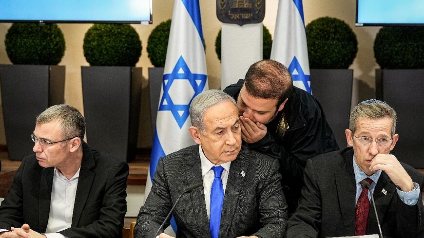Israel's Prime Minister Benjamin Netanyahu chairs a cabinet meeting at the Kirya military base in Tel Aviv on December 24, 2023