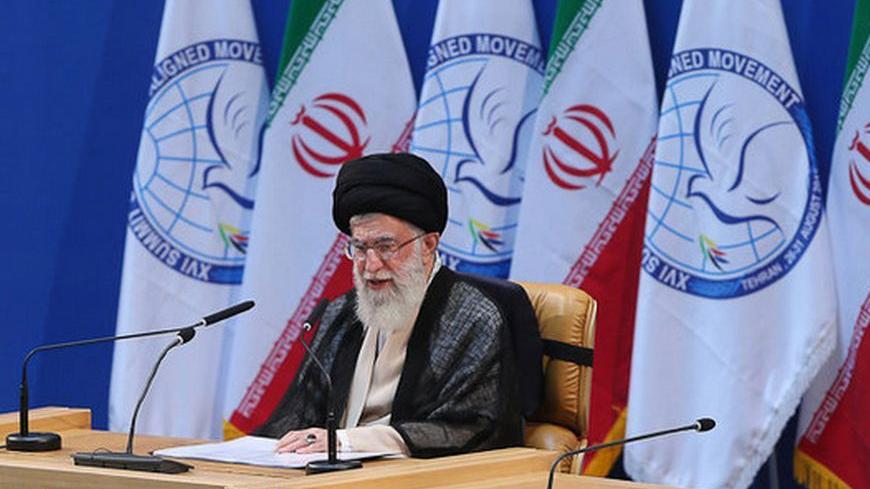 Iran's Supreme Leader Ayatollah Ali Khamenei speaks during the 16th summit of the Non-Aligned Movement in Tehran, August 30, 2012. REUTERS/Hamid Forootan/ISNA (IRAN - Tags: POLITICS) FOR EDITORIAL USE ONLY. NOT FOR SALE FOR MARKETING OR ADVERTISING CAMPAIGNS. THIS IMAGE HAS BEEN SUPPLIED BY A THIRD PARTY. IT IS DISTRIBUTED, EXACTLY AS RECEIVED BY REUTERS, AS A SERVICE TO CLIENTS