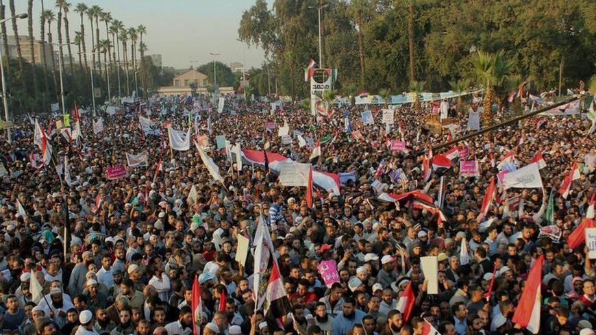Hundreds of thousands of Morsi supporters filled the several majot streets surrouding the campus of Cairo Univeristy in Giza on Saturday Dec. 1. They called for the application of Islamic Shariah and endorsed the draft constitution passed by the Constituent Assembly on Thursday.