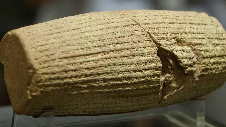 EDITORS' NOTE: Reuters and other foreign media are subject to Iranian restrictions on their ability to report, film or take pictures in Tehran. 

The Cyrus Cylinder, a 539-530 B.C. artefact, is seen on display at the National Museum of Iran in Tehran September 12, 2010. Iran has received an ancient Persian treasure from the British Museum after a months-long dispute over its loan to the Islamic Republic, state media reported on Friday. Cyrus is regarded as one of ancient Persia's greatest historical figur