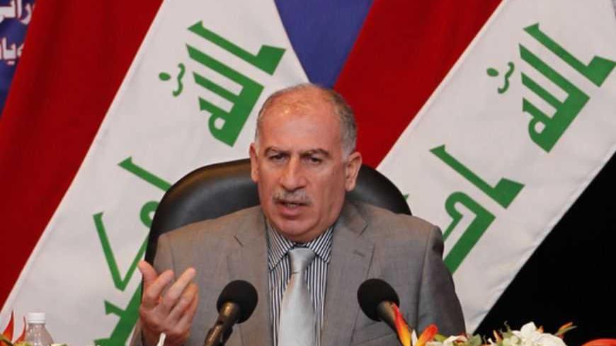 Iraqi parliament speaker Osama al-Nujaifi speaks during a news conference in Baghdad July 31, 2011.    REUTERS/Mohammed Ameen (IRAQ - Tags: POLITICS) - RTR2PHJW