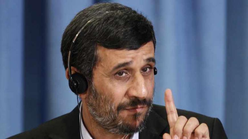 Iran's President Mahmoud Ahmadinejad gestures during a news conference in New York, September 24, 2010. U.S. President Barack Obama on Friday strongly condemned comments by Ahmadinejad that implied a U.S. government role in the September 11, 2001 attacks on the United States      REUTERS/Lucas Jackson (UNITED STATES  - Tags: POLITICS)   - RTX10F2I
