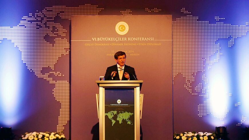 Turkish Foreign Minister Ahmet Davutoglu speaks at the annual conference of Turkish ambassadors in Ankara on January 13, 2014. AFP PHOTO/ADEM ALTAN        (Photo credit should read ADEM ALTAN/AFP/Getty Images)