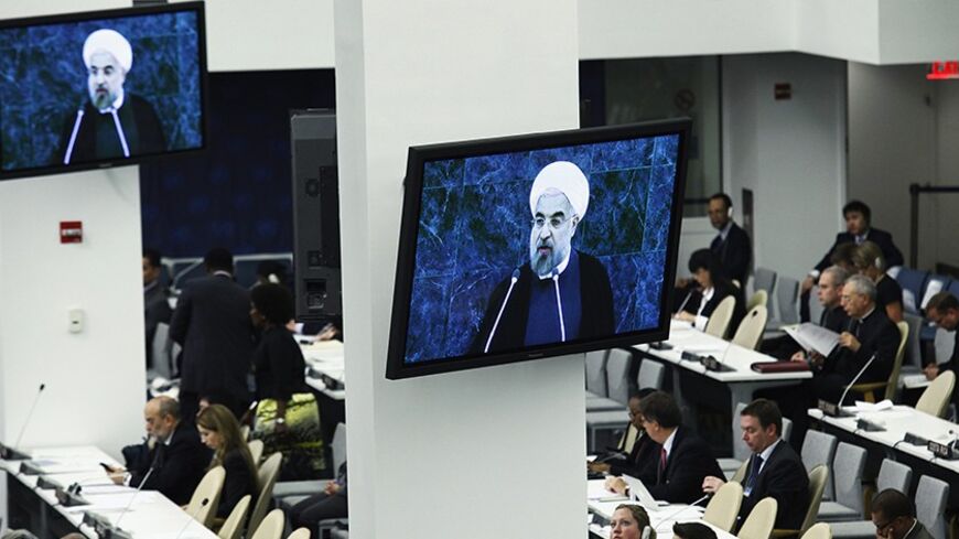 Members of delegations listen to Iran's President Hassan Rohani address a High-Level Meeting on Nuclear Disarmament during the 68th United Nations General Assembly at U.N. headquarters in New York, September 26, 2013. REUTERS/Eduardo Munoz (UNITED STATES - Tags: POLITICS) - RTX140LT