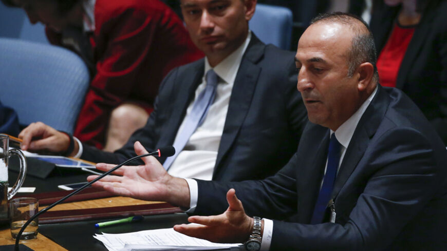 Turkey's Foreign Minister Mevlut Cavusoglu speaks during a United Nations Security Council meeting on Iraq at the U.N. headquarters in New York September 19, 2014. 
REUTERS/Shannon Stapleton (UNITED STATES - Tags: POLITICS) - RTR46ZDA