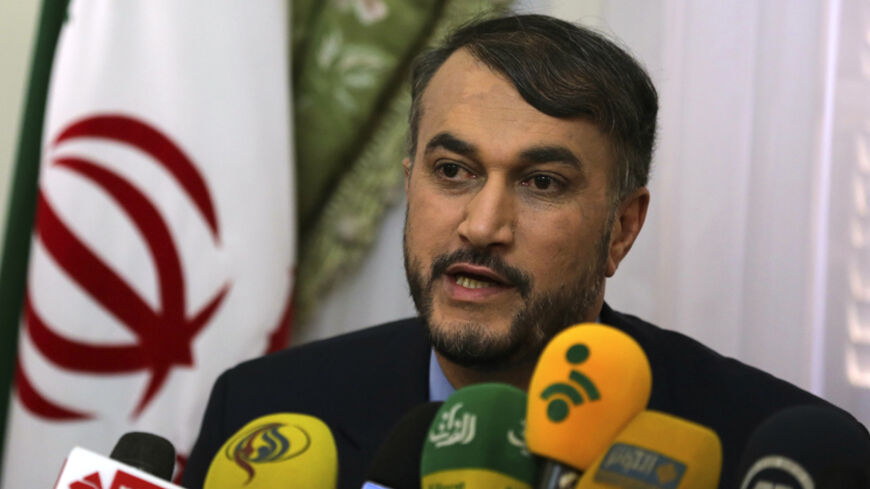Hossein Amir-Abdollahian, Iran's envoy to the Organisation of Islamic Cooperation (OIC), speaks during a news conference about the new political relations between Iran and Egypt after the newly elected Egyptian President Abdel Fattah al-Sissi was sworn in, at the Iranian embassy in Cairo June 9, 2014. REUTERS/Mohamed Abd El Ghany (EGYPT - Tags: POLITICS) - RTR3SWSY