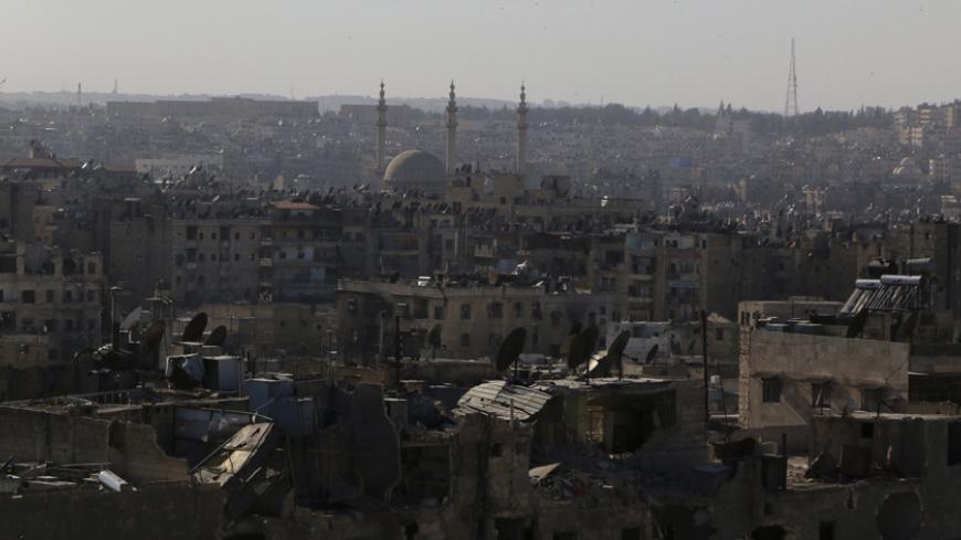 A general view shows what activists said is the area of Aleppo controlled by the Syrian Regime April 26, 2014. REUTERS/Mahmoud Hebbo (SYRIA - Tags: POLITICS CIVIL UNREST CONFLICT) - RTR3MQN6