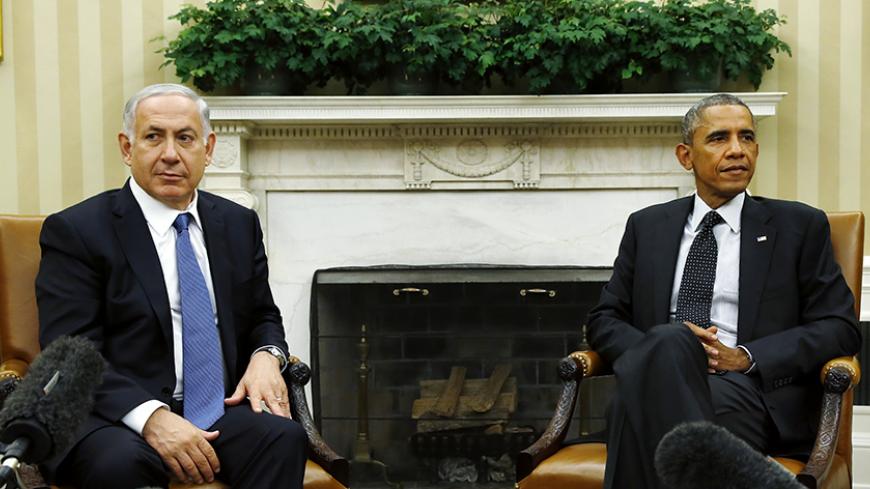 U.S. President Barack Obama (R) meets with Israel's Prime Minister Benjamin Netanyahu at the White House in Washington October 1,  2014.   REUTERS/Kevin Lamarque  (UNITED STATES - Tags: POLITICS) - RTR48IZD