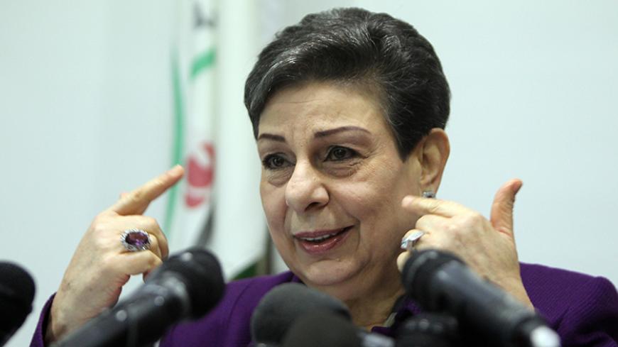 The Palestine Liberation Organisation (PLO) executive committe member, Hanan Ashrawi speaks during a press conference on February 24, 2015 in the West Bank city of Ramallah, a day after a verdict of a New York court was issued finding the Palestinian leadership responsible for six deadly attacks in Jerusalem that killed Americans. In a verdict issued late on February 23, a US jury found the Ramallah-based Palestinian Authority and the PLO responsible for six attacks which killed 33 people and wounded more t
