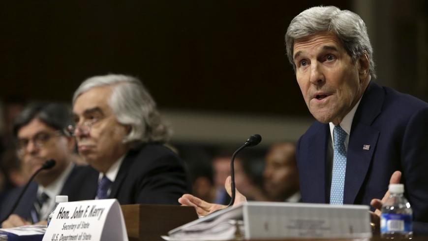U.S. Secretary of State John Kerry, (R), Treasury Secretary Jack Lew, (L), and Energy Secretary Ernest Moniz (C) appear before the Senate Foreign Relations Committee in Washington July 23, 2015. U.S. lawmakers skeptical about the nuclear deal with Iran promised to press senior Obama administration officials to make more information about it public at a Senate hearing on Thursday as Congress begins its two-month review of the agreement.
 REUTERS/Gary Cameron
      TPX IMAGES OF THE DAY      - RTX1LJ2K