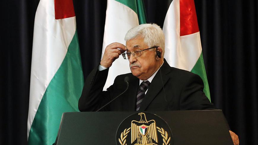 Palestinian President Mahmoud Abbas attends a joint news conference with Italy's Prime Minister Matteo Renzi (unseen) in the West Bank city of Bethlehem July 22, 2015. Rumblings in Ramallah in recent weeks have raised expectations that Palestinian politics is in play, with 80-year-old Abbas, in power for more than a decade, facing a mounting challenge to his leadership. There is frequent speculation that Abbas, who was elected to a four-year term in 2005 and has not had to face a vote since then, is about t