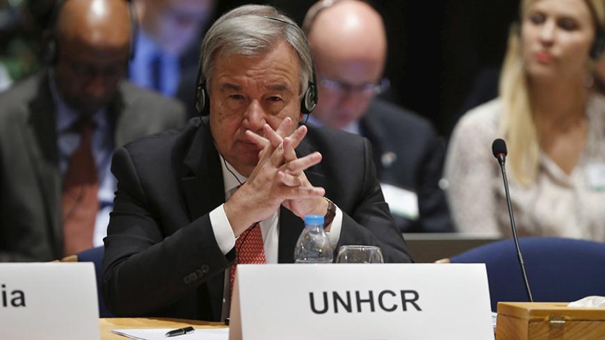 United Nations High Commissioner for Refugees Antonio Guterres attends the 2015 Organization for Security and Co-operation in Europe (OSCE) Mediterranean Conference at the Dead Sea beach, west of Amman, Jordan, October 20, 2015. REUTERS/Muhammad Hamed - RTS5928