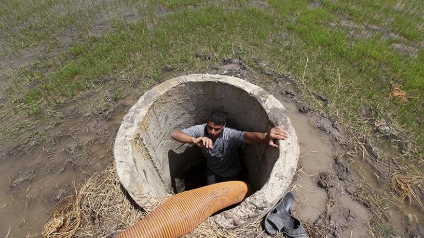 An Egyptian farmer stands in a well of water used to irrigate his land in a farm affected by drought and formerly irrigated by the river Nile, in El-Dakahlya, about 120 km (75 miles) from Cairo June 4, 2013. Ethiopia has not thought hard enough about the impact of its ambitious dam project along the Nile, Egypt said on Sunday, underlining how countries down stream are concerned about its impact on water supplies. The Egyptian presidency was citing the findings of a report put together by a panel of experts 