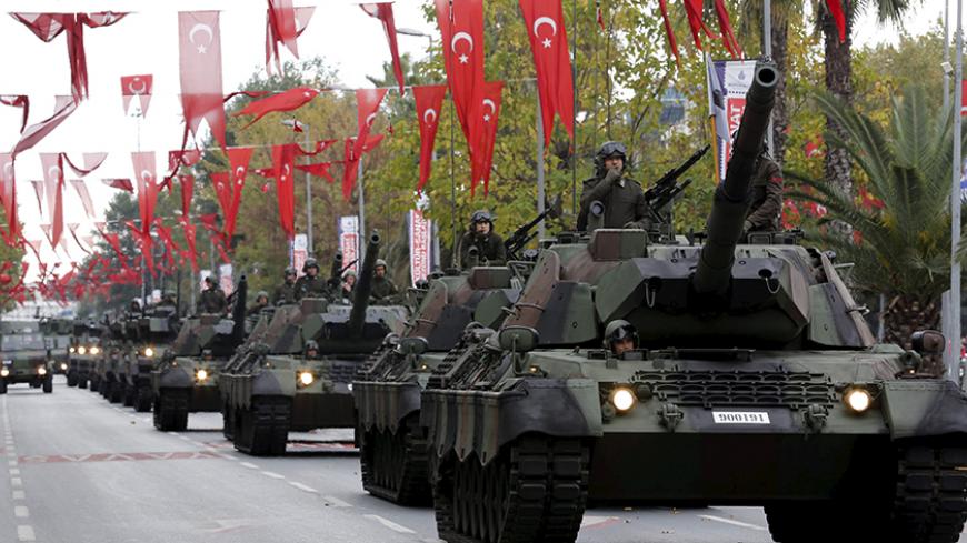 Turkish army tanks take part in a Republic Day ceremony in Istanbul, Turkey, October 29, 2015. Turkey marks the 92nd anniversary of the Turkish Republic. REUTERS/Murad Sezer  - RTX1TS6F