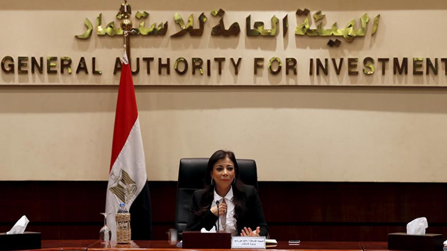 Egypt's Investment Minister Dalia Khorshid speaks during the first news conference with journalists after her appointment in the new government at the headquarters of the Ministry of Investment in Cairo, Egypt, April 3, 2016. REUTERS/Amr Abdallah Dalsh - RTSDD07