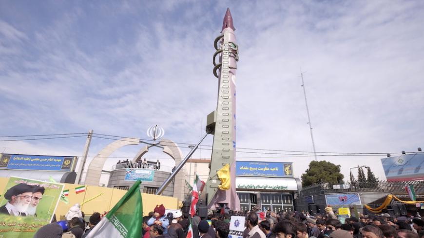 Iranian-made Emad missile is displayed during a ceremony marking the 37th anniversary of the Islamic Revolution, in Tehran February 11, 2016. REUTERS/Raheb Homavandi/TIMA  ATTENTION EDITORS - THIS IMAGE WAS PROVIDED BY A THIRD PARTY. FOR EDITORIAL USE ONLY.   - RTX26GRZ