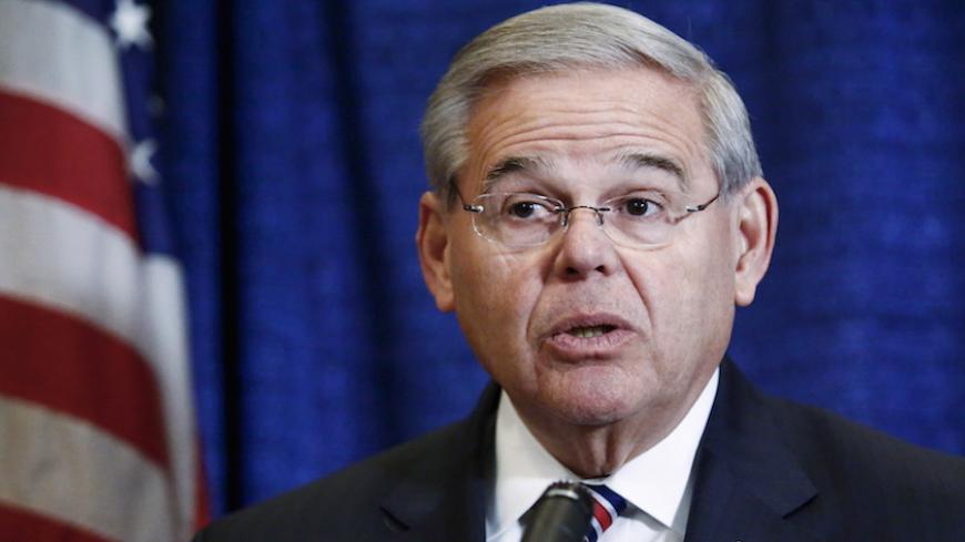 Senator Robert Menendez (D-NJ) attends a news conference in Newark, New Jersey, April 1, 2015. Menendez was indicted on corruption charges, allegations that the high-ranking Democrat vowed to fight at a news conference on Wednesday night. REUTERS/Eduardo Munoz - RTR4VTAT