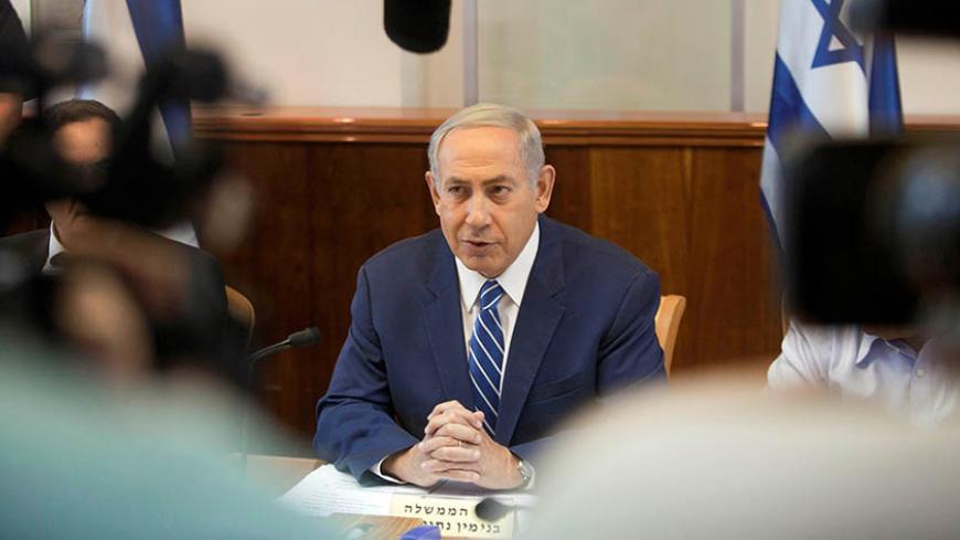 Israeli Prime Minister Benjamin Netanyahu attends a weekly cabinet meeting in Jerusalem, September 18, 2016. REUTERS/Dan Balilty/Pool - RTSO8IN