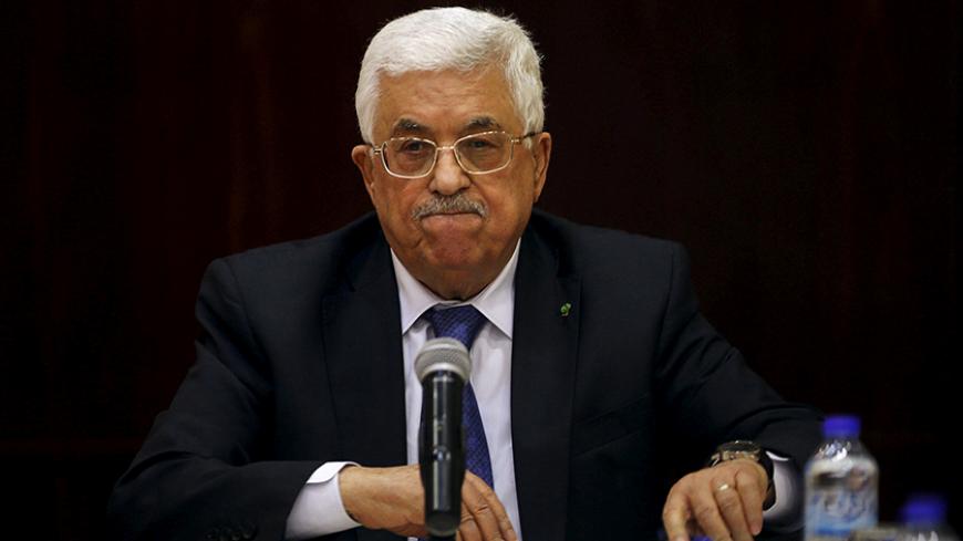 Palestinian President Mahmoud Abbas attends a meeting for the Central Council of the Palestinian Liberation Organization, in the West Bank city of Ramallah, March 19, 2015 file photo  REUTERS/Mohamad Torokman/File photo - RTSR1TC