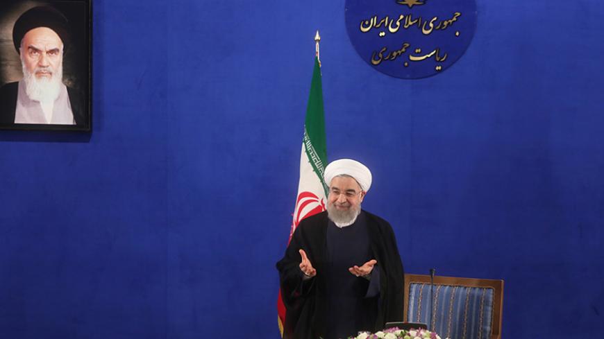 Iranian president Hassan Rouhani gestures during a news conference in Tehran, Iran, May 22, 2017. TIMA via REUTERS ATTENTION EDITORS - THIS IMAGE WAS PROVIDED BY A THIRD PARTY. FOR EDITORIAL USE ONLY. - RTX371WO