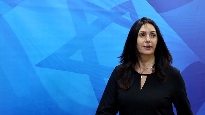 Israeli Culture Minister Miri Regev arrives for the weekly cabinet meeting at the Prime Minister's office in Jerusalem October 9, 2016. REUTERS/Gali Tibbon/Pool - RTSRFK0