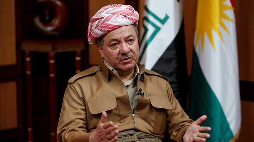 Iraq's Kurdistan region's President Massoud Barzani speaks during an interview with Reuters in Erbil, Iraq July 6, 2017. REUTERS/Azad Lashkari - RTX3AAQA