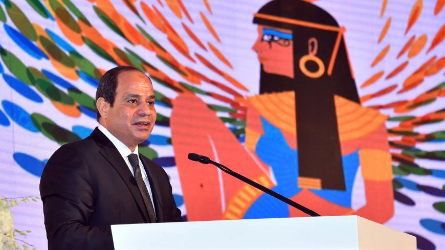 Egyptian President Abdel Fattah al-Sisi speaks during the opening of the 2017 AFI Global Policy Forum in the Red Sea resort of Sharm el-Sheikh, Egypt September 14, 2017 in this handout picture courtesy of the Egyptian Presidency. The Egyptian Presidency/Handout via REUTERS ATTENTION EDITORS - THIS IMAGE WAS PROVIDED BY A THIRD PARTY - RC1E19F8D470