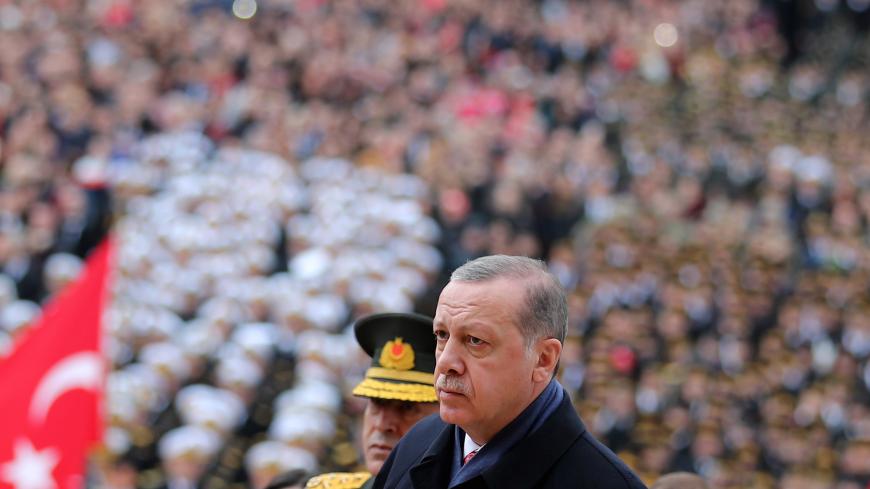 Turkey's President Tayyip Erdogan attends a Republic Day ceremony at Anitkabir, the mausoleum of modern Turkey's founder Mustafa Kemal Ataturk, to mark the republic's anniversary in Ankara, Turkey, October 29, 2017. REUTERS/Umit Bektas - RC19B620D4E0