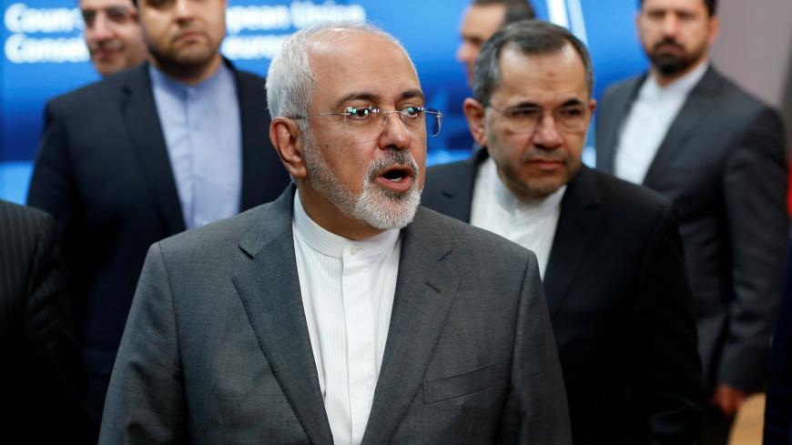 Iran's Foreign Minister Mohammad Javad Zarif talks to the media as he leaves after a meeting with European Union foreign policy chief Federica Mogherini at the EU Council in Brussels, Belgium, May 15, 2018. REUTERS/Francois Lenoir - RC1F7FDF7BB0