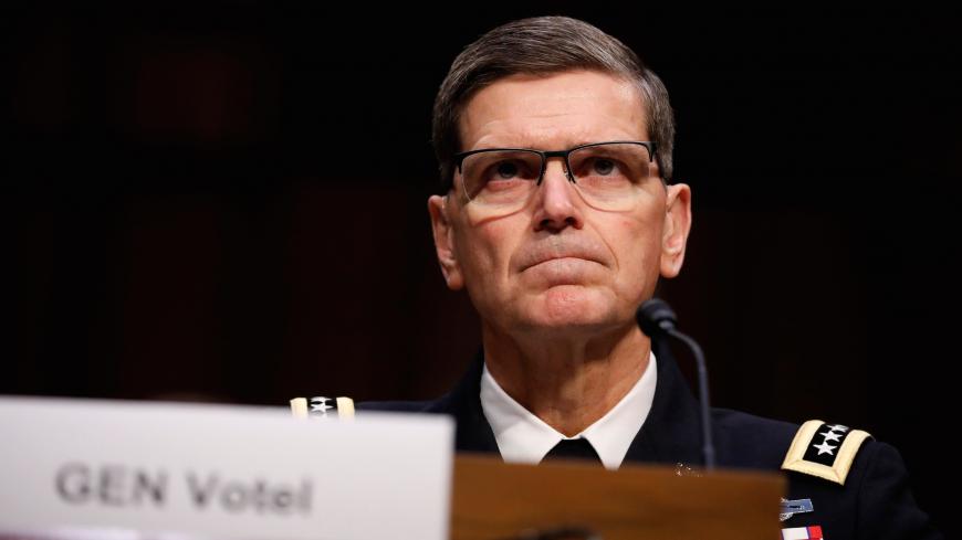 U.S. Army General Joseph Votel, commander of the U.S. Central Command, testifies before the Senate Armed Services Committee on Capitol Hill in Washington, U.S., March 13, 2018. REUTERS/Aaron P. Bernstein - RC16CAAD3ED0