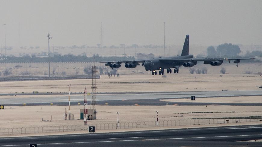 A U.S. Air Force B-52 Stratofortress from Barksdale Air Force Base, Louisiana, touches down at Al Udeid Air Base, Qatar, April 9, 2016.  The U.S. Air Force deployed B-52 bombers to Qatar on Saturday to join the fight against Islamic State in Iraq and Syria, the first time they have been based in the Middle East since the end of the Gulf War in 1991. REUTERS/U.S. Air Force/Staff Sgt. Corey Hook/Handout via Reuters  THIS IMAGE HAS BEEN SUPPLIED BY A THIRD PARTY. IT IS DISTRIBUTED, EXACTLY AS RECEIVED BY REUTE