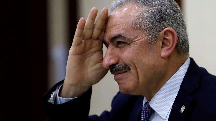 Senior Fatah official Mohammad Shtayyeh gestures during a Palestinian leadership meeting in Ramallah, in the Israeli-occupied West Bank February 20, 2019. Picture taken February 20, 2019. REUTERS/Mohamad Torokman - RC1E0018C6D0