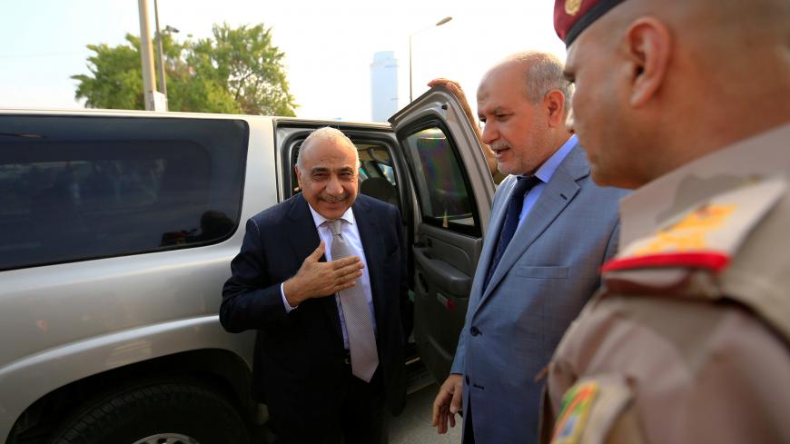 Iraq's Prime Minister Adel Abdul Mahdi arrives for the opening of Baghdad International Fair in Baghdad, Iraq, November 10, 2018. REUTERS/Thaier al-Sudani - RC1A578A6EC0