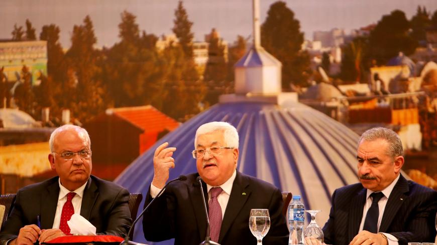 Palestinian President Mahmoud Abbas delivers a speech following the announcement by the U.S. President Donald Trump of the Mideast peace plan, in Ramallah in the Israeli-occupied West Bank January 28, 2020. REUTERS/Raneen Sawafta - RC27PE95MPTR
