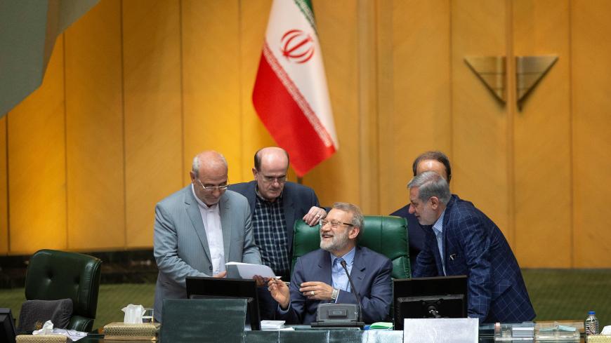 Speaker Ali Larijani attends a session of parliament in Tehran, Iran July 16, 2019. Nazanin Tabatabaee/WANA (West Asia News Agency) via REUTERS. ATTENTION EDITORS - THIS IMAGE HAS BEEN SUPPLIED BY A THIRD PARTY. - RC17FA4094A0