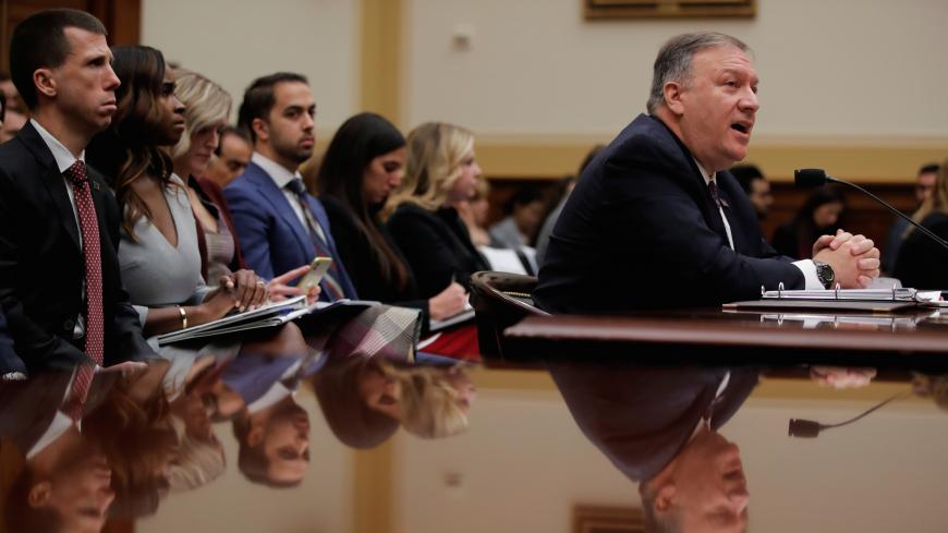 U.S. Secretary of State Mike Pompeo testifies before the House Foreign Affairs Committee hearing on ìTrump administration policies on Iran, Iraq and use of force.î on Capitol Hill, in Washington, U.S. February 28, 2020. REUTERS/Carlos Barria - RC2Q9F9TFYOC