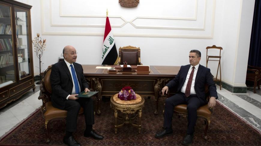 Iraq's President Barham Salih meets with new prime minister-designate Adnan al-Zurfi in Baghdad, Iraq March 17, 2020.  The Presidency of the Republic of Iraq Office/Handout via REUTERS ATTENTION EDITORS - THIS IMAGE WAS PROVIDED BY A THIRD PARTY. - RC2NLF98KLH9