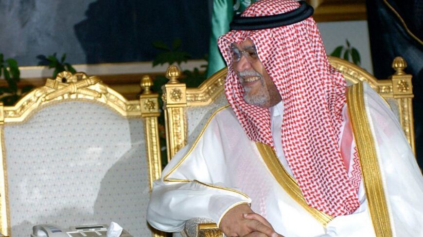 Britain's Prince Charles (L) chats with Saudi Prince Bandar Bin Sultan on his arrival at Saudi Arabia capital Riyadh March 24, 2006. REUTERS/Sultan Al Fahad - RTR17L57