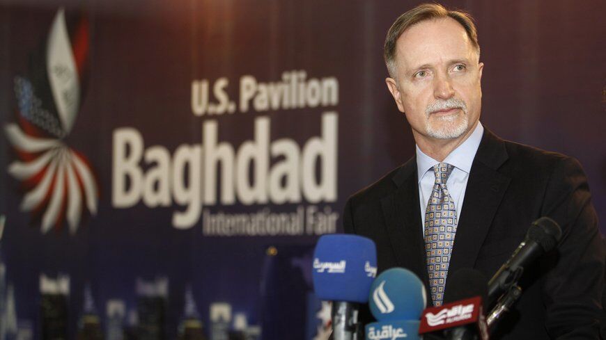U.S. Ambassador to Iraq Robert Stephen Beecroft speaks with members of the media after opening the U.S. industries exhibition at the opening of Baghdad International Fair in Baghdad, October 10, 2013. REUTERS/Thaier Al-Sudani (IRAQ - Tags: POLITICS BUSINESS) - RTX14665