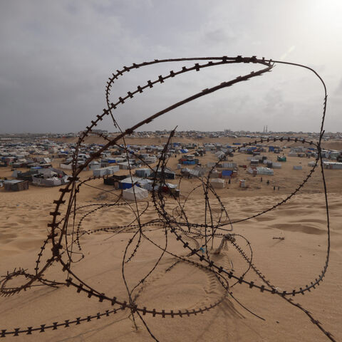 A picture shows a view of a camp for displaced Palestinians in Rafah in the southern Gaza Strip on April 26, 2024 amid the ongoing conflict between Israel and the Palestinian militant group Hamas. (Photo by MOHAMMED ABED / AFP) (Photo by MOHAMMED ABED/AFP via Getty Images)
