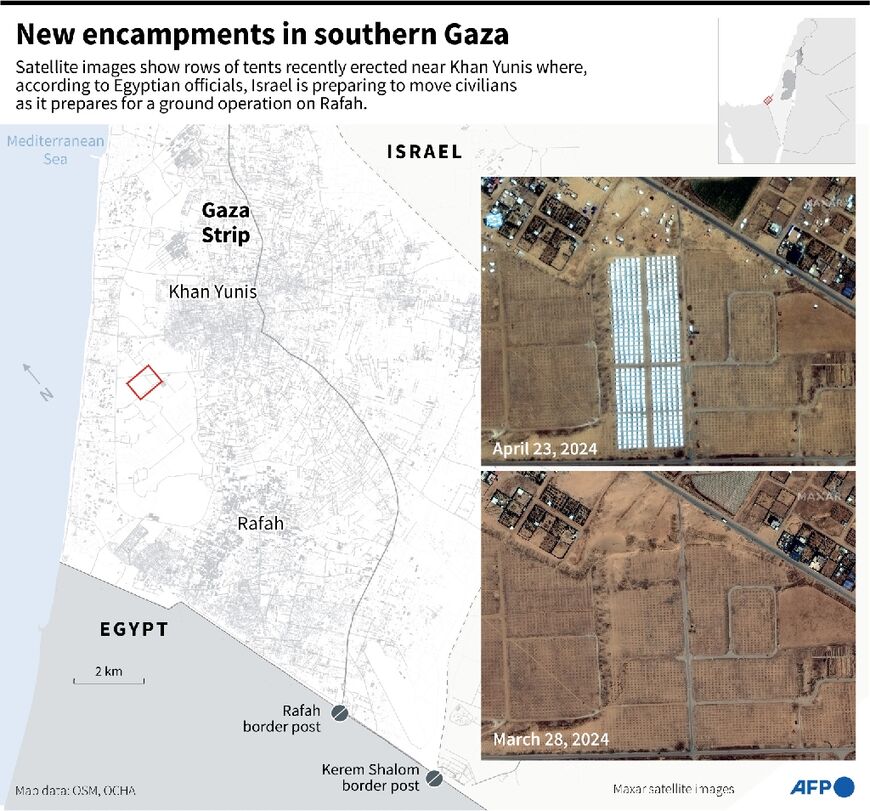 New encampments in southern Gaza