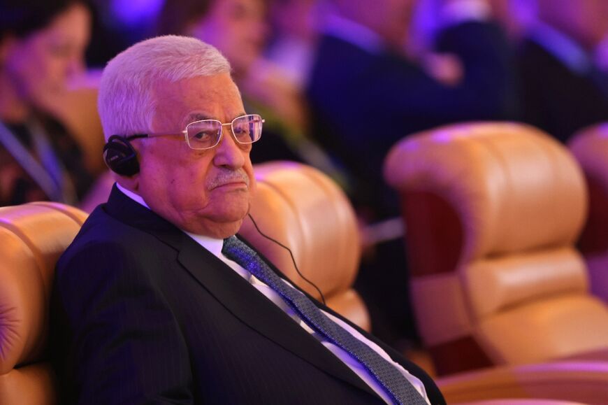 Palestinian president Mahmud Abbas at the World Economic Forum special meeting in Riyadh