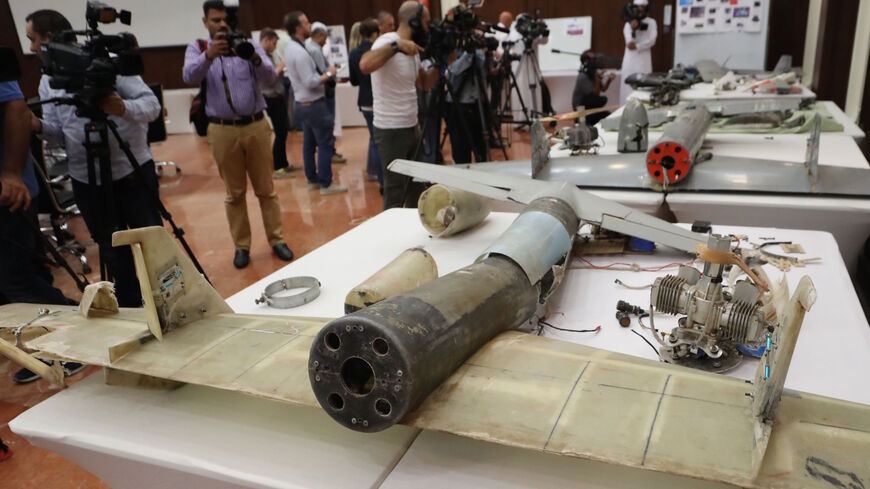 A picture taken on June 19, 2018 shows debris of Iranian-made Ababil drones displayed Abu Dhabi, which the Emirati armed forces say were used by Houthi rebels in Yemen in battles against the coalition forces led by the UAE and Saudi Arabia. 