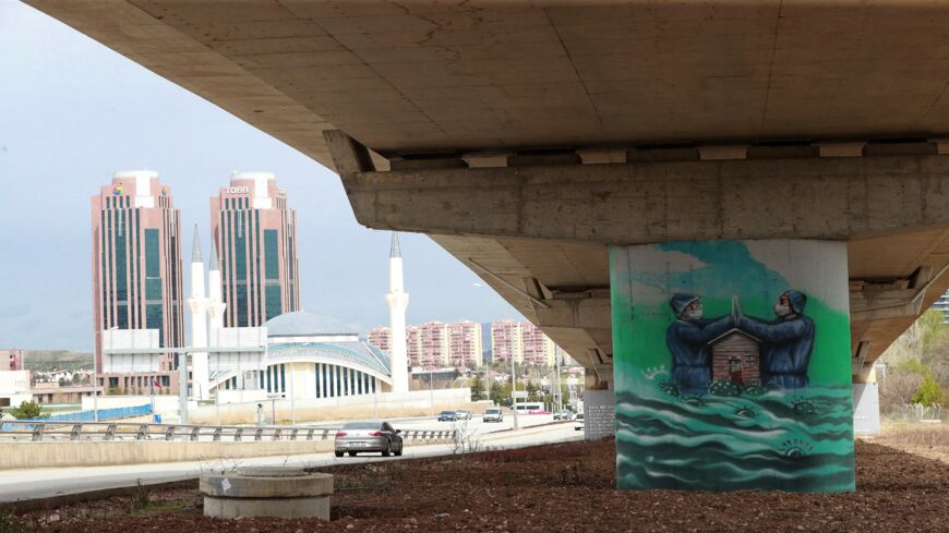 Ankara's Metropolitan Municipality has used graffiti to symbolize the work and dedication of health care workers during the COVID-19 pandemic in the City Hospital region of Ankara on April 19, 2021.