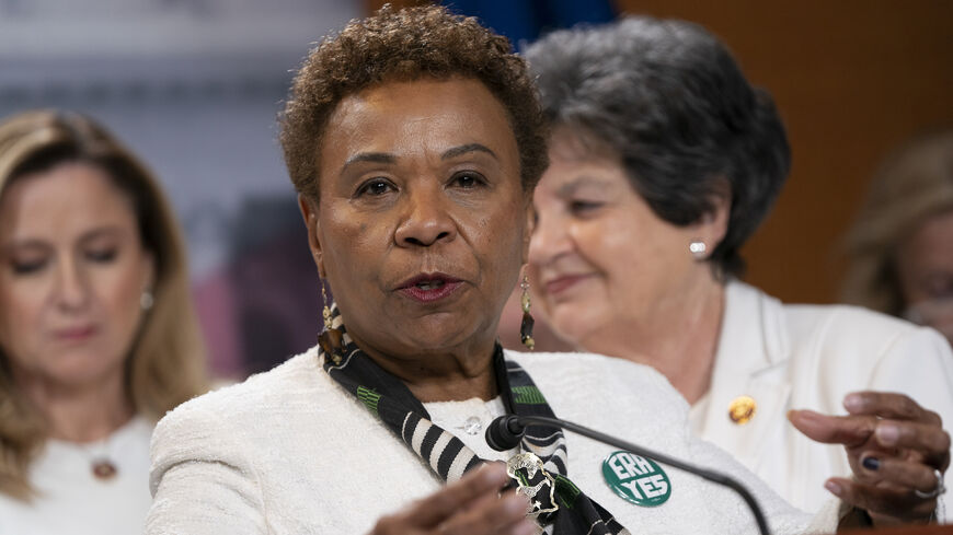 US Rep. Barbara Lee (D-CA) speaks during a news conference with members of the Democratic Women's Caucus prior to State of the Union at the US Capitol on Feb. 4, 2020 in Washington, DC. 
